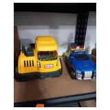 Toy trucks, cords and misc