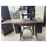 Antique singer, wooden sewing desk