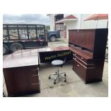 Large wooden desk plus chair
