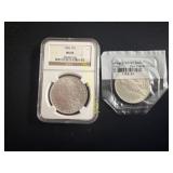 1896 Morgan silver dollar & a 1922 peace silver TF