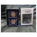 Set of Two Collectible Coins in Display Case   TB