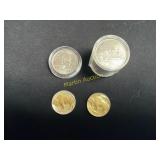 Uncirculated quarters and two gold plated,  TK