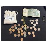 Wheat pennies, foreign money