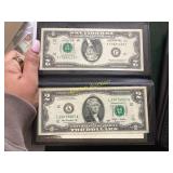 Pair of Uncirculated Series 2013 US $2 Federal Res
