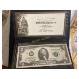 United States $2 Bill with Brown Leather Holder