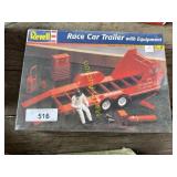 Race car trailer with equipment unopened box