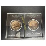 James Buchanan and Abraham Lincoln dollar coins