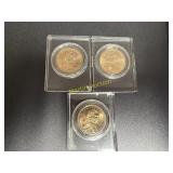 Three Sacagawea dollar coin