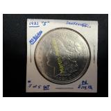 1921 Morgan silver dollar  TJ