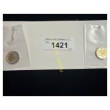 Indiana and Mississippi gold plated quarters   TB
