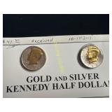 1988 & 1992 golden silver Kennedy half dollar TB