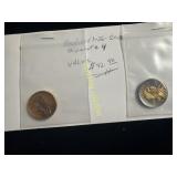 Two gold plated Sacagawea dollar coins