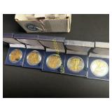 Five piece 2010 two tone American silver eagle