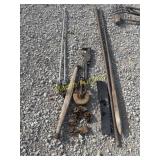 Pile of miscellaneous air, nozzles, prybars,