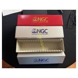 Three silver eagle storage boxes