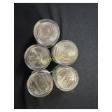 5 rolls of 12 uncirculated state quarters
