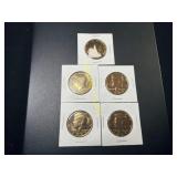 5- 1988 gold plated Kennedy half dollars  TI
