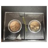 Franklin Pierce and James Monroe dollar coin   TM