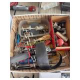 Box Lot of Mixed Hand Tools, Clamps, and Accessori