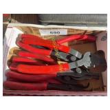 Set of Snap Ring Pliers with Red Handles, Mixed Si