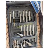Assorted Tool Lot: Caulking Gun, Drill Bit Sets, a