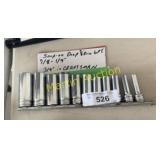 Snap on six point deep sockets 3/8 Dr. 7/8 to 1/4