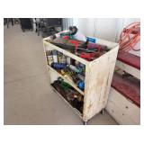 Metal Utility Cart with Assorted Tools and Aerosol