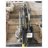 Level, snow tools, mop handles,