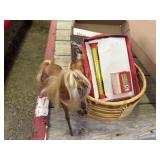 Plastic horse, kids books basket