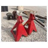 Pair of Red Steel Jack Stands with Adjustable Heig