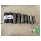 Snap on 3/8 deep impact sockets 3/8-7/8