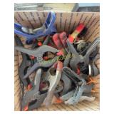 Box of Assorted Hand Clamps and Gripping Tools
