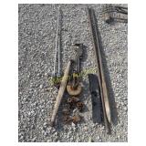 Pile of miscellaneous air, nozzles, prybars,