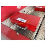 Red Metal Tool Box with Compartments and Handle