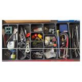 Assorted Hand Tools, Drill Bits, Tape Measure, and