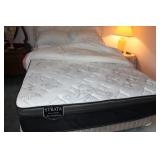 Queen Bed, Metal frame on Wheels, Headboard