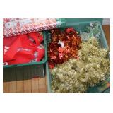 4 Totes of Christmas incl Wrapping Paper, Tinsel