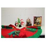 Christmas Items incl Musical Penguins Tree Skirt &