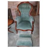 Victorian Style Parlor Chair & Footstool - Gent`s