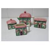 4 Kitchen Decor incl Teapot, Cream/Sugar, Napkin