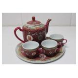 Chinese Tea Pot. Tray & 3 Cups