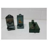 Vintage Metal Wall Mount Match Box & Candle Holder