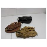 3 Used Baseball Gloves