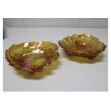 2 Amber/Gold Carnival Dishes