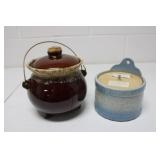 Vintage Bean Pot & Antique Stoneware Salt Crock