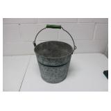 Galvanized Pail with Wooden Handle