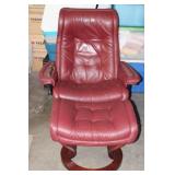Leather Recliner & Footstool, been repaired/tape