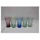 5 Vintage Tinted Coca Cola Glasses