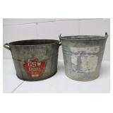 2 Vintage Galvanized Buckets