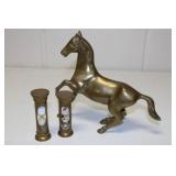 Vintage Brass Horse 10LX8H & 2 Vintage Brass